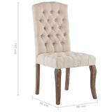 NNEVL Dining Chairs 2 pcs Beige Linen-Look Fabric