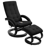 NNEVL Massage Recliner with Footrest Black Suede-touch Fabric