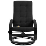NNEVL Massage Recliner with Footrest Black Suede-touch Fabric
