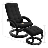 NNEVL Massage Recliner with Footrest Black Suede-touch Fabric