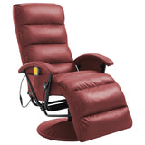 NNEVL TV Massage Recliner Wine Red Faux Leather