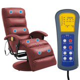 NNEVL TV Massage Recliner Wine Red Faux Leather