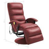 NNEVL TV Massage Recliner Wine Red Faux Leather