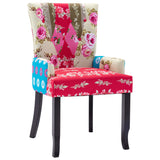 NNEVL French Chair with Patchwork Design Fabric