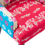 NNEVL French Chair with Patchwork Design Fabric