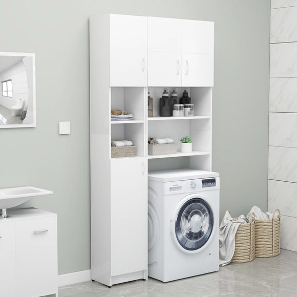 NNEVL Washing Machine Cabinet Set White Chipboard
