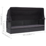 NNEVL Outdoor Sofa Bed with Canopy Poly Rattan Black