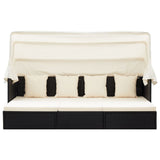 NNEVL Garden Lounge Bed with Roof Black Poly Rattan
