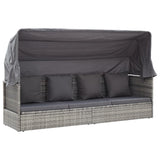 NNEVL Garden Lounge Bed with Roof Grey Poly Rattan
