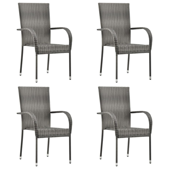 NNEVL Stackable Outdoor Chairs 4 pcs Grey Poly Rattan