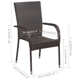 NNEVL Stackable Outdoor Chairs 6 pcs Poly Rattan Brown