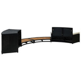 NNEVL Spa Surround Black Poly Rattan and Acacia Wood