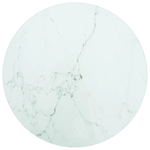 NNEVL Table Top White Ø30x0.8 cm Tempered Glass with Marble Design