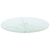 NNEVL Table Top White Ø30x0.8 cm Tempered Glass with Marble Design