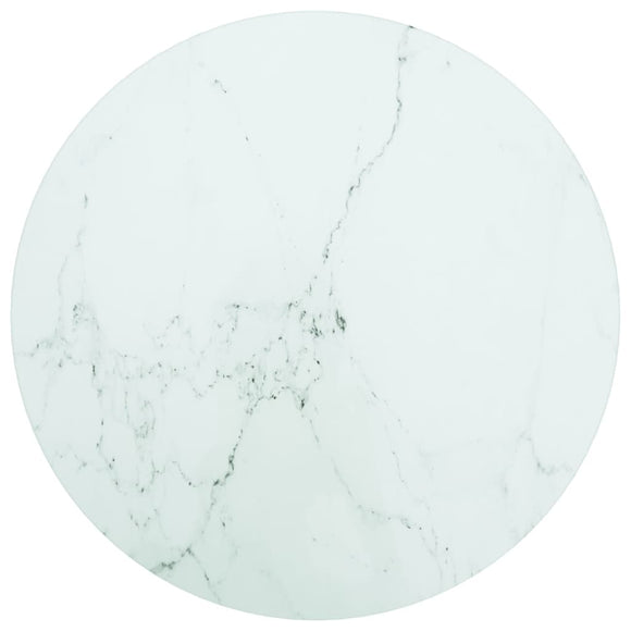 NNEVL Table Top White Ø40x0.8 cm Tempered Glass with Marble Design