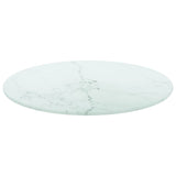 NNEVL Table Top White Ø40x0.8 cm Tempered Glass with Marble Design