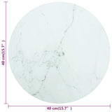 NNEVL Table Top White Ø40x0.8 cm Tempered Glass with Marble Design