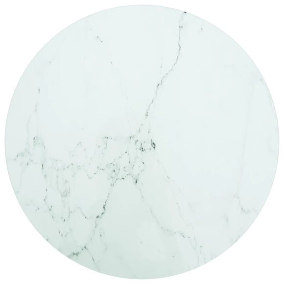 NNEVL Table Top White Ø50x0.8 cm Tempered Glass with Marble Design