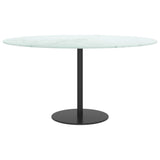 NNEVL Table Top White Ø80x1 cm Tempered Glass with Marble Design