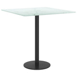 NNEVL Table Top White 40x40 cm 6 mm Tempered Glass with Marble Design