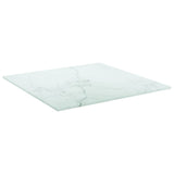NNEVL Table Top White 40x40 cm 6 mm Tempered Glass with Marble Design