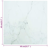 NNEVL Table Top White 40x40 cm 6 mm Tempered Glass with Marble Design