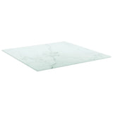 NNEVL Table Top White 50x50 cm 6 mm Tempered Glass with Marble Design