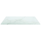 NNEVL Table Top White 50x50 cm 6 mm Tempered Glass with Marble Design