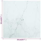 NNEVL Table Top White 50x50 cm 6 mm Tempered Glass with Marble Design