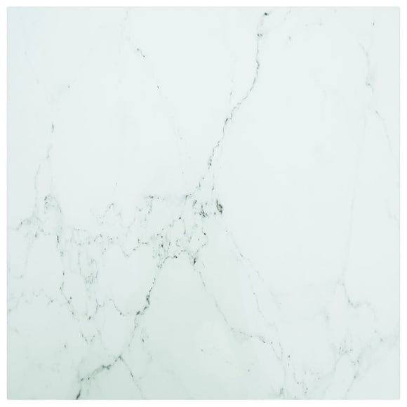 NNEVL Table Top White 60x60 cm 6 mm Tempered Glass with Marble Design