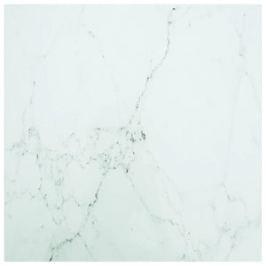 NNEVL Table Top White 70x70 cm 6 mm Tempered Glass with Marble Design
