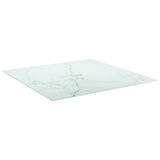 NNEVL Table Top White 80x80 cm 6 mm Tempered Glass with Marble Design