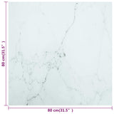 NNEVL Table Top White 80x80 cm 6 mm Tempered Glass with Marble Design