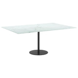 NNEVL Table Top White 100x62 cm 8mm Tempered Glass with Marble Design