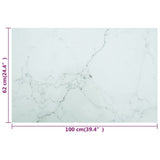 NNEVL Table Top White 100x62 cm 8mm Tempered Glass with Marble Design
