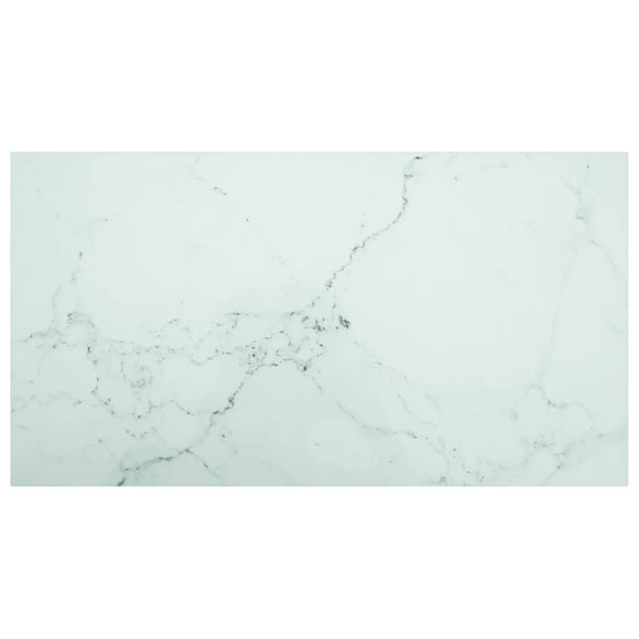 NNEVL Table Top White 120x65 cm 8mm Tempered Glass with Marble Design
