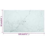 NNEVL Table Top White 120x65 cm 8mm Tempered Glass with Marble Design