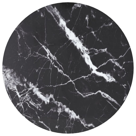 NNEVL Table Top Black Ø40x0.8 cm Tempered Glass with Marble Design