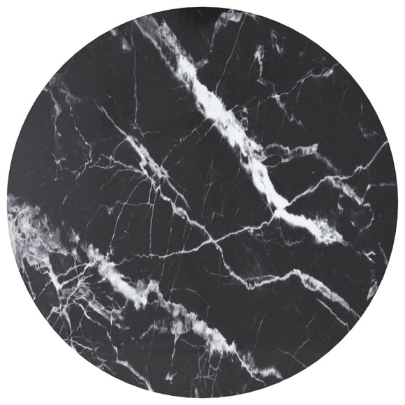 NNEVL Table Top Black Ø50x0.8 cm Tempered Glass with Marble Design