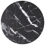 NNEVL Table Top Black Ø60x0.8 cm Tempered Glass with Marble Design