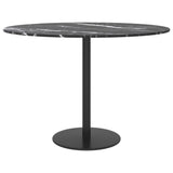 NNEVL Table Top Black Ø60x0.8 cm Tempered Glass with Marble Design