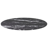 NNEVL Table Top Black Ø60x0.8 cm Tempered Glass with Marble Design