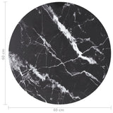 NNEVL Table Top Black Ø60x0.8 cm Tempered Glass with Marble Design
