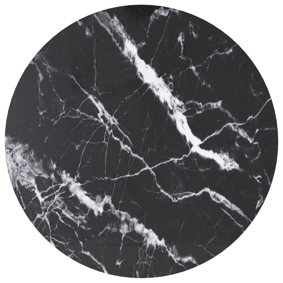NNEVL Table Top Black Ø70x0.8 cm Tempered Glass with Marble Design