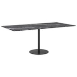 NNEVL Table Top Black 100x50 cm 6mm Tempered Glass with Marble Design
