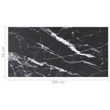 NNEVL Table Top Black 100x50 cm 6mm Tempered Glass with Marble Design