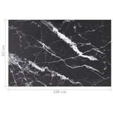 NNEVL Table Top Black 100x62 cm 8mm Tempered Glass with Marble Design