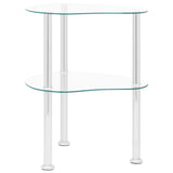 NNEVL 2-Tier Side Table Transparent 38x38x50 cm Tempered Glass
