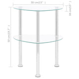 NNEVL 2-Tier Side Table Transparent 38x38x50 cm Tempered Glass