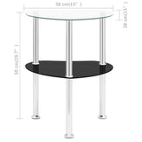 NNEVL 2-Tier Side Table Transparent & Black 38x38x50cm Tempered Glass